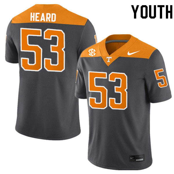 Youth #53 Lance Heard Tennessee Volunteers College Football Jerseys Stitched-Anthracite